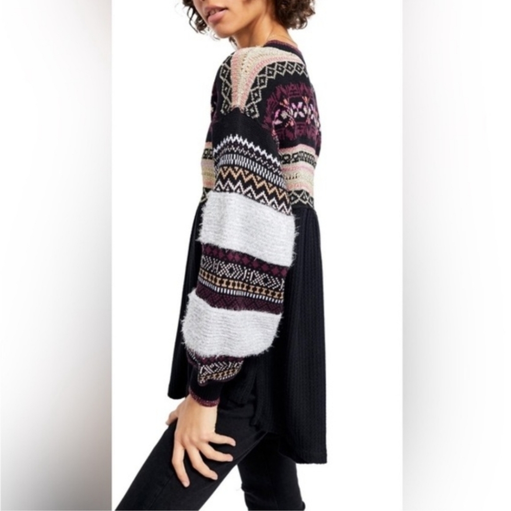 Free People Cabin Fever Swit Sweater Long Sleeve Half Zip Metallic Black Sm NWT - Picture 10 of 16